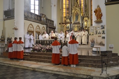 150-lecie poświęcenia kościoła - z okazji święta św. Marcina, patrona ministrantów, ministranci sprzedawali rogale marcińskie